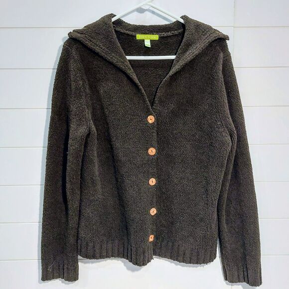 Sigrid Olsen Sweaters - Sigrid Olsen Button-Front Cardigan Sweater Size Large Brown Chunky Minimalist